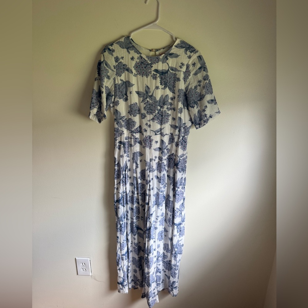 Traffic People Blue and White Floral Jumpsuit